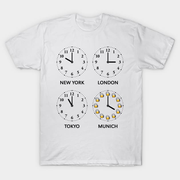 New York – London – Tokyo – Munich (Beer Time) T-Shirt by MrFaulbaum